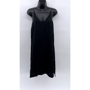 Grana Chinese Silk Black Slip Mini Dress XS